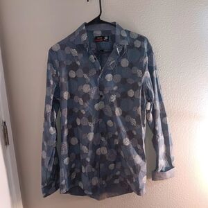 JF J.Ferrar Navy Floral Button-Up Shirt